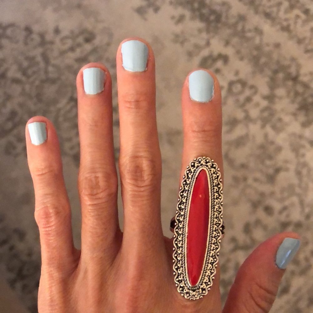 Red Boho Statement Ring - Picture 7 of 8